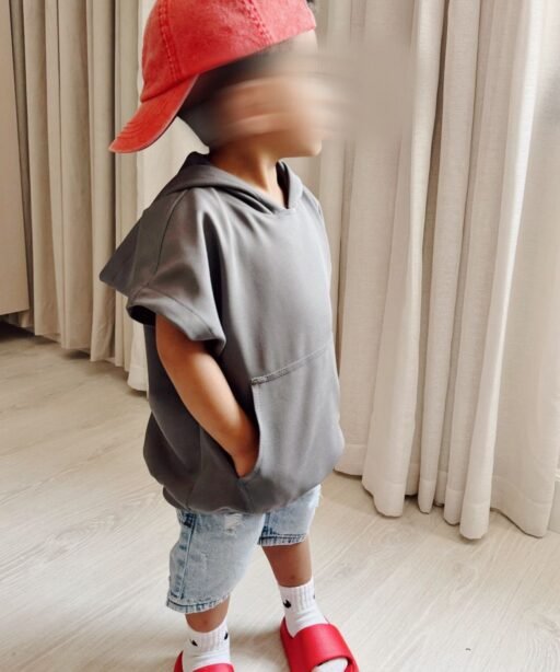Boys Cut-Off Hoodie - gray